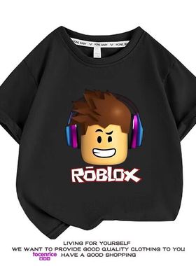 Roblox罗布乐思童装男女童纯棉卡通短袖T恤夏季半袖上衣卡通潮