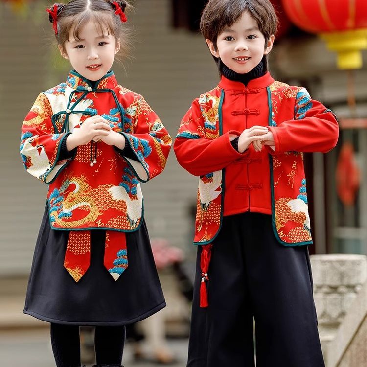 男童汉服套装儿童装秋装中式春秋款唐装国潮礼服女童表演服演出服