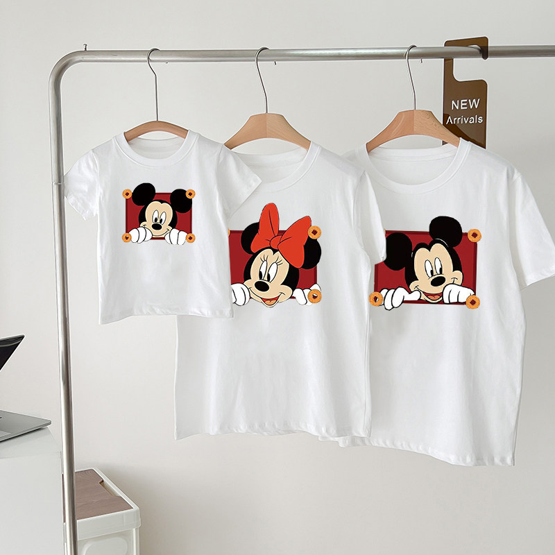 卡通亲子装一家三四口夏装短袖t恤2022年新款潮母女装洋气全家福