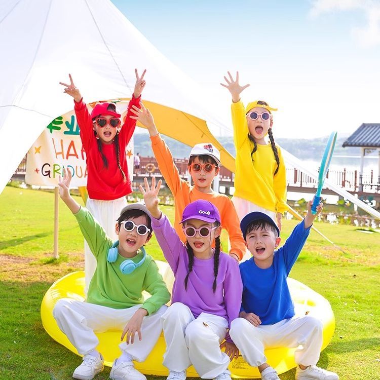 儿童啦啦队演出服糖果彩色卫衣中小学生运动会开幕式服装合唱班服