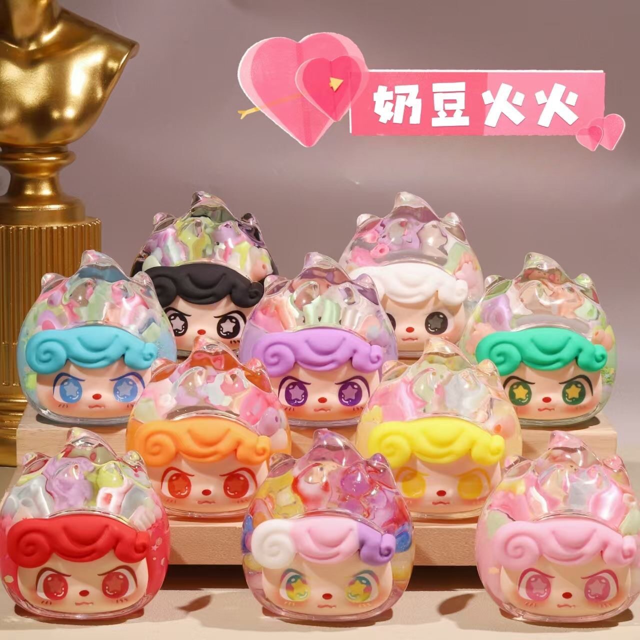 超大号梦梦兔火龙果流沙干花泡珠摆件抖音对对碰盲袋入油装饰摆件