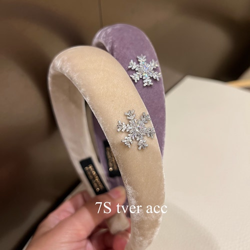 现tveracc韩代雪花法式丝绒发箍秋冬高颅顶发箍百搭发饰品