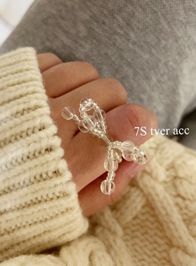 现货Tver acc 韩国正品透明珠蝴蝶结戒指 指环 小众设计