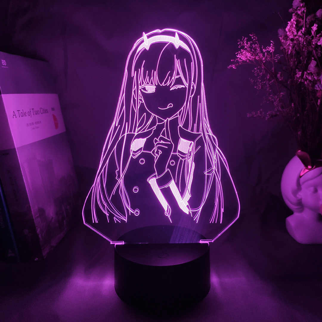 动漫亲爱的弗兰克斯02zero two小夜灯卧室桌面床头七彩氛围3D台灯