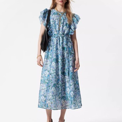 褶边飞飞袖连衣裙2025夏季新款