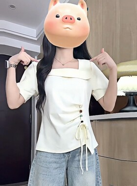 纯棉设计感小众美式短袖T恤女生