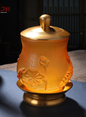 佛堂供水杯供佛杯佛前家用水琉璃莲花净水杯摆件贡供水碗观音供杯