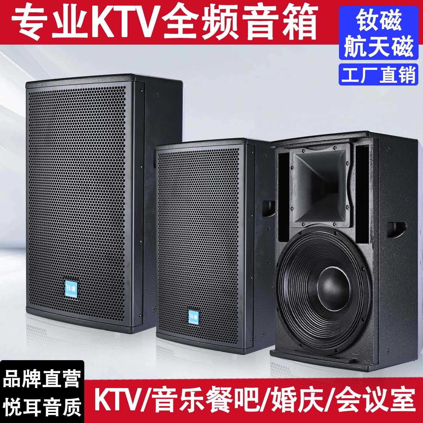 专业单10/12寸15寸专业音响婚庆家庭KTV酒吧商K舞蹈K歌全频音箱