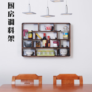实木墙壁厨房储物架创意调料架