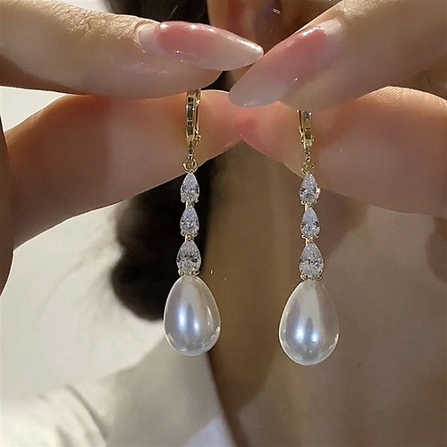 高级感三颗水钻珍珠耳环女日韩国