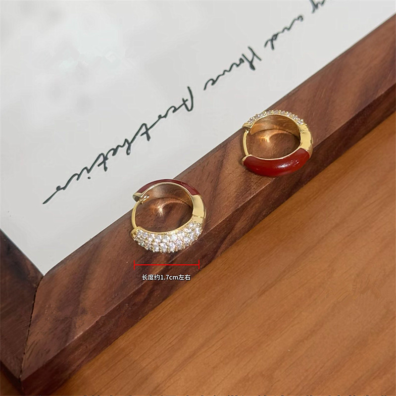 复古铜镀金双面戴拼接锆石滴釉耳扣简约气质新年百搭时尚单品女,饰品/流行首饰/时尚饰品新,耳环,淘宝优惠券,粉丝福利购,淘宝优惠卷