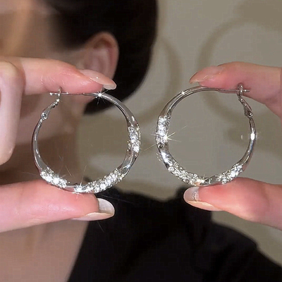 韩国轻奢高级纯银针大圈圈耳环