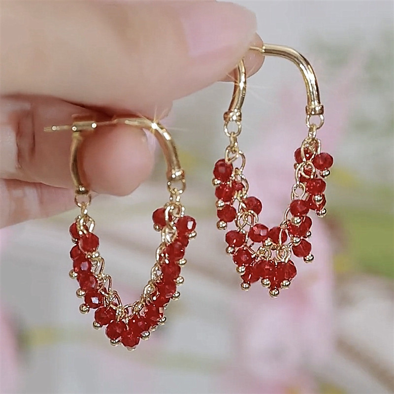 新款潮重工设计红色水晶民族风耳环独特设计感个性轻奢气质耳饰女,饰品/流行首饰/时尚饰品新,耳环,淘宝优惠券,粉丝福利购,淘宝优惠卷