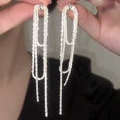 新款 流苏925银针耳环气质小众设计ins冷淡风耳饰 波光粼粼亮银长款