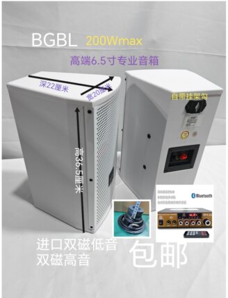 全新高端6.5寸专业音箱白色家用书架清吧小型专业音箱200瓦小音箱