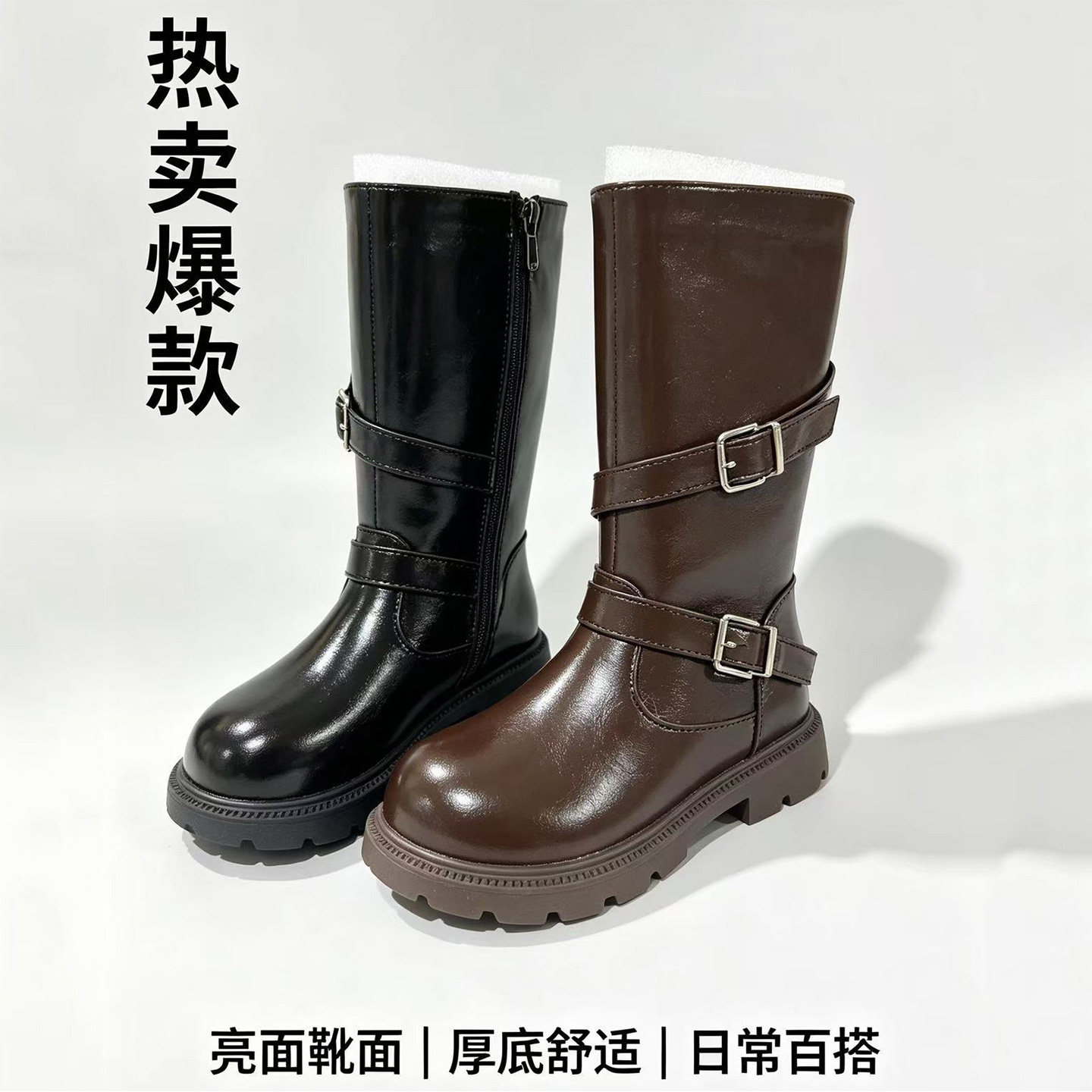 女童英伦高筒马丁靴软底秋冬单靴