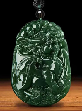 天然新疆和田玉青玉貔貅吊坠
