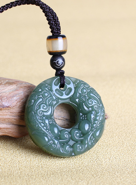 天然和田玉貔貅平安扣吊坠男女款