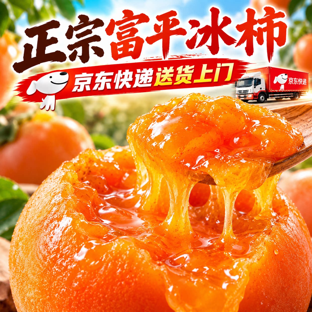 正宗富平霜降流心冰柿饼官方