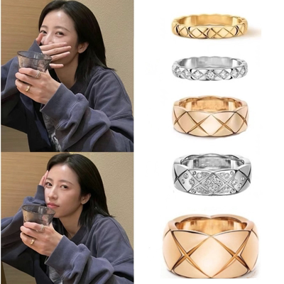菱格coco戒指叠戴排钻情侣对戒环