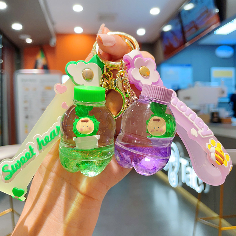 流沙亚克力仙人掌钥匙扣包包挂件入油液体创意可爱背包挂饰小