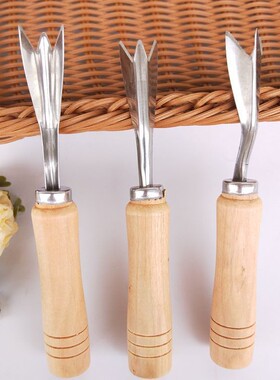 木把菠萝叉子 水果叉刀 削凤梨工具 创意不锈钢菠萝刀 削皮刀去皮