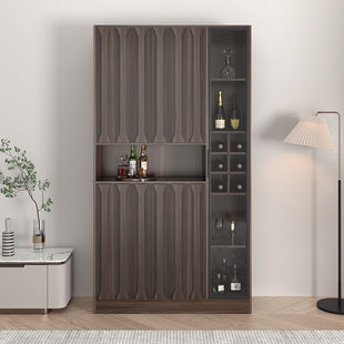 2026新款实木钢化玻璃酒柜展示柜客厅靠墙一体餐边柜家用置物架