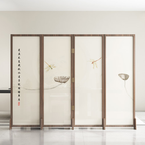 半透朦胧感 屏风隔断客厅简约实木玄关卧室遮挡家用可移动折叠