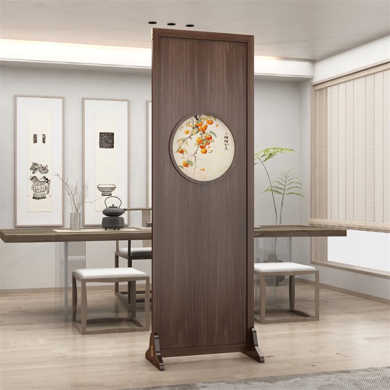 对门屏风隔断客厅折叠移动客厅进门主播入户遮挡新中式办公室实木