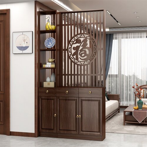 2026新款屏风隔断柜置物架入户客厅实木正对进大门新中式古玄关柜