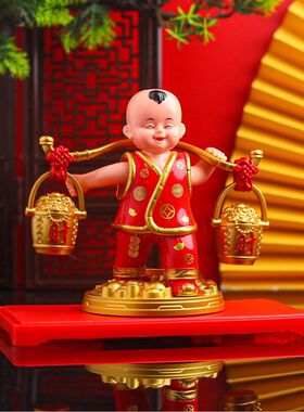 招财太阳能会点头的财神爷摆件