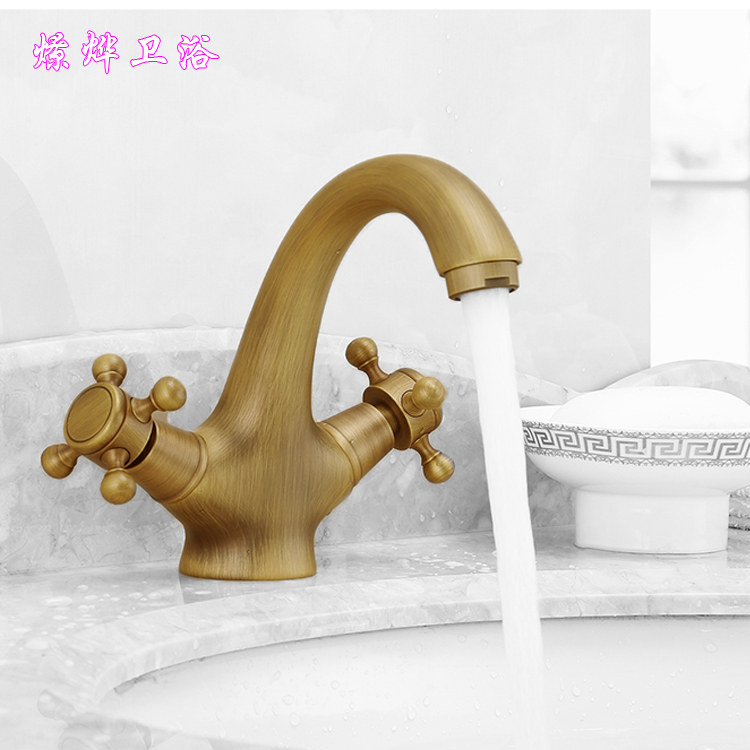 仿古水龙头全铜欧式面盆龙头复古冷热水龙头单孔洗脸盆龙头包邮