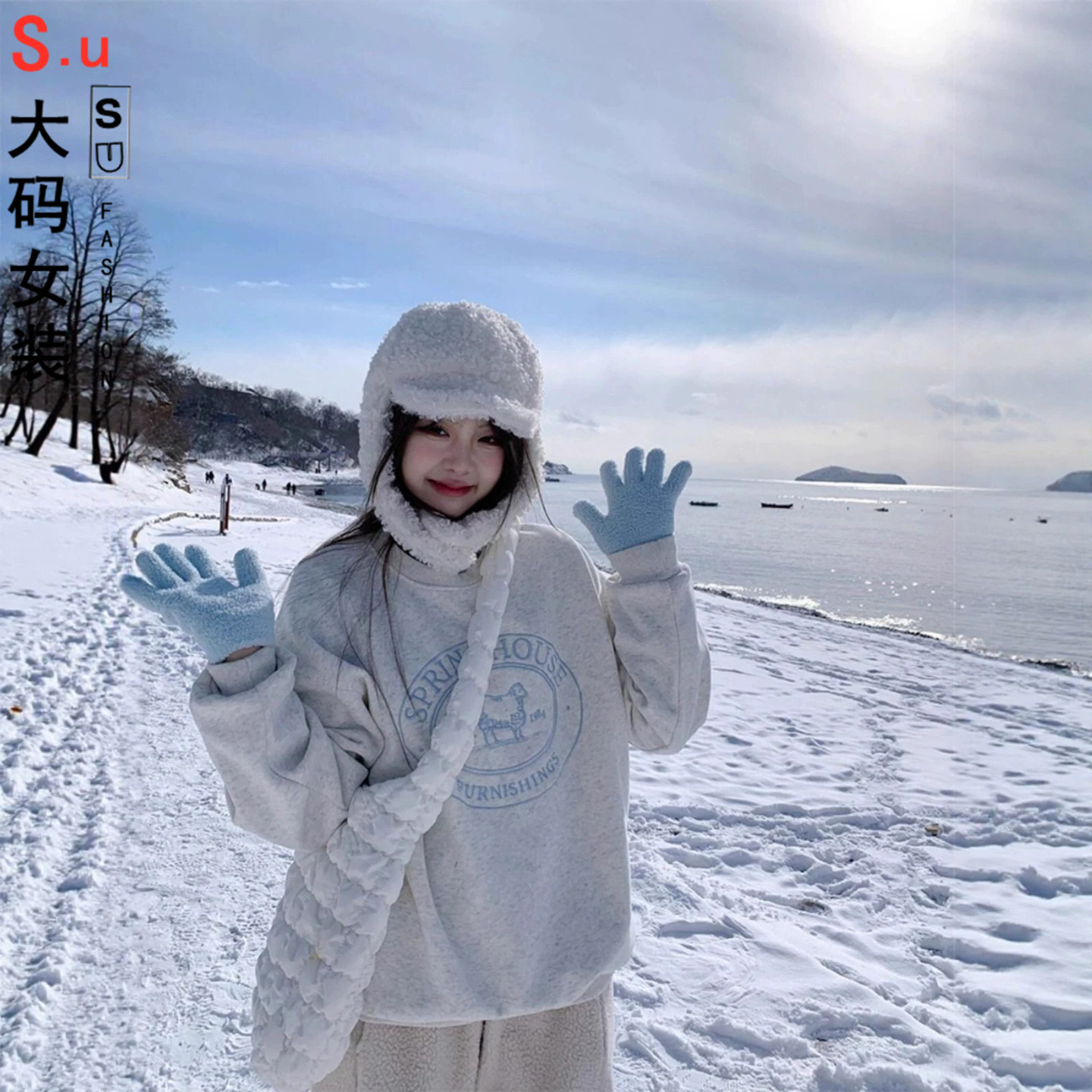 大码秋冬小个子印花字母休闲圆领卫衣女学院风慵懒垂感盐系上衣潮