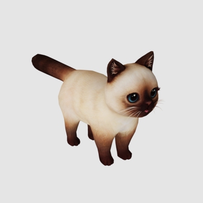 暹罗猫3D模型设计素材 仿真猫3D打印动物素材 可爱犀牛rhino 渲染