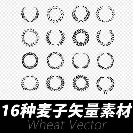 麦子小麦花环矢量设计素材 ai格式eps海报设计素材 植物国际元素