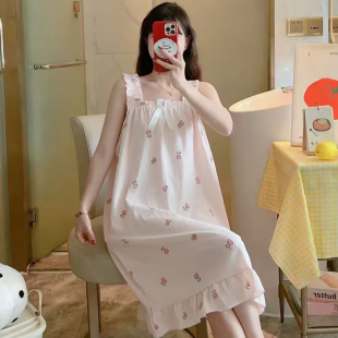 吊带女睡裙夏天甜美少女新款ins薄款家居服睡衣宽松可爱外穿新款