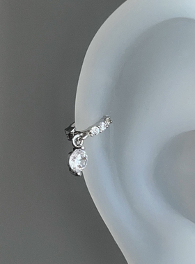 迷你锆石小耳环圆钻吊坠耳扣边缘耳洞耳圈日常百搭小耳朵耳饰女