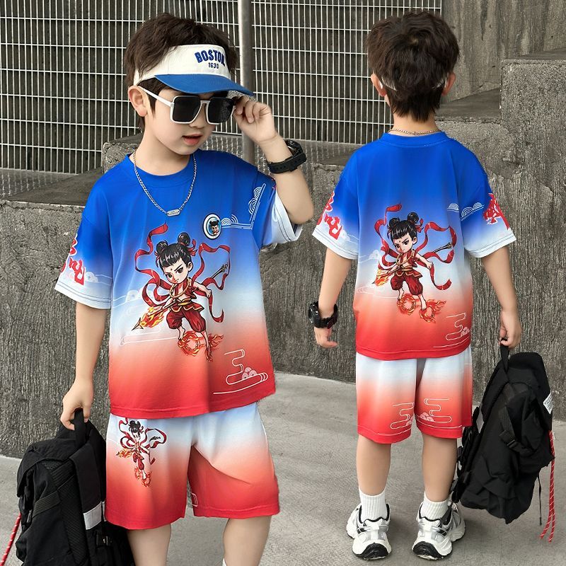 男童夏装小中童装潮流速干衣小孩夏天衣服短袖休闲运动儿童套装