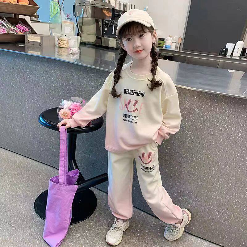 女童秋装套装2025新款潮网红儿童装女孩春秋款洋气运动卫衣两件套