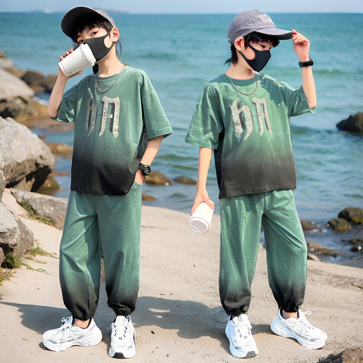 童装男童夏装短袖套装2024新款潮洋气中大儿童两件套男孩韩版运动