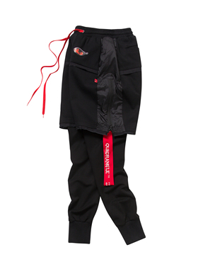 YEE QUADRANT|“火眼金睛”国潮高街 印花拉链 飘带假两件长裤