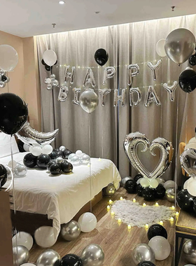 生日场景布置装饰男生女孩惊喜派对背景墙18岁成年礼气球浪漫道具