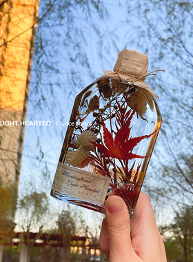 干花浮游花瓶永生花植物标本枫叶花束女生日毕业情人圣诞节日礼物