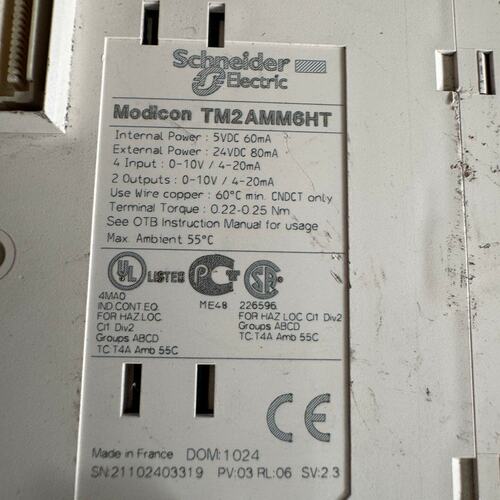 施耐德Modicon TM2AMM6HT模块，法国原装，功能