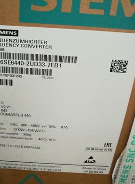 6SE64402UD337EB1西门子MM440变频器无滤波器6SE6440-2UD33-7EB1