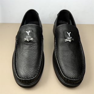 真皮鞋 男单鞋 时尚 一脚蹬懒人鞋 休闲鞋 撤柜处理头层牛皮新款