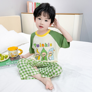莫代尔家居服睡衣男宝宝卡通短袖 儿童夏季 空调服 2026新款 男童套装