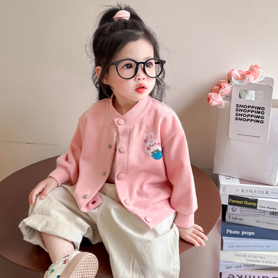 女童春秋款外套2025新款中小童休闲百搭开衫上衣儿童春装薄款上衣