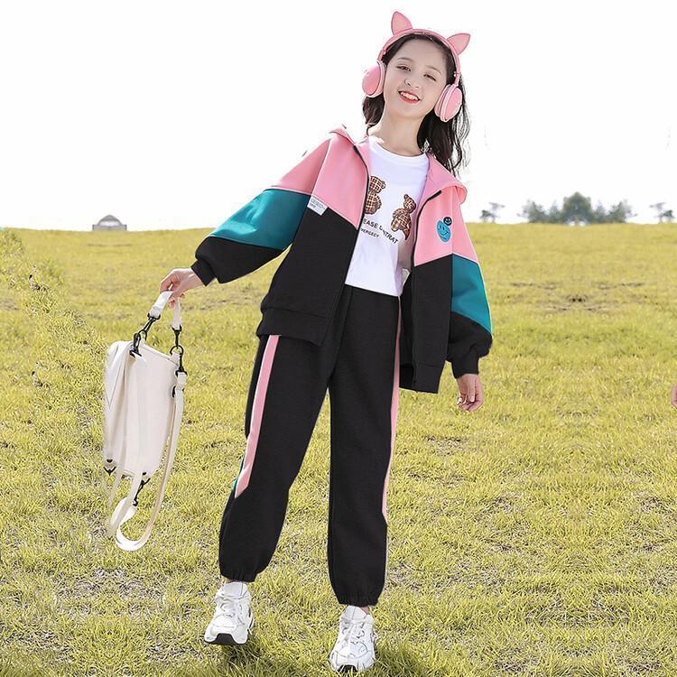 女童卫衣套装春装2025新款洋气网红炸街春秋儿童休闲运动服两件套