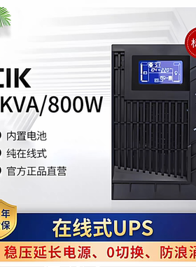 山特UPS不间断电源CASTLE 1K(6G)在线式1000VA/800W内置电池C1KVA